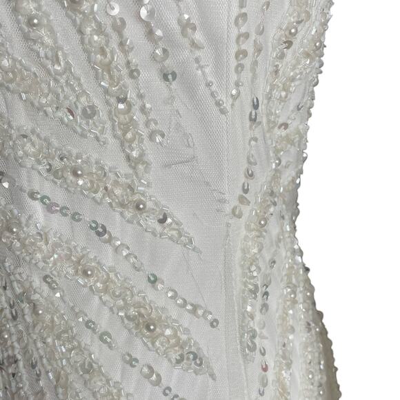 Lulus Glamourous Ever After White Sequin Beaded Backless Maxi Dress Women’s Sz M - Picture 7 of 12
